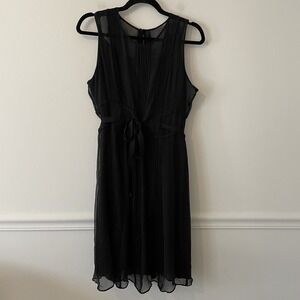 NWT Calvin Klein 100% Silk Pleated Dress Black 10 Y2K Whimsigoth Grunge Career